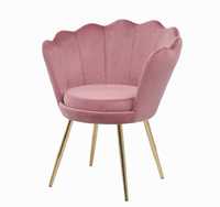 Krzesło/fotel  Shell/Muszelka welurowe w kolorze różowym