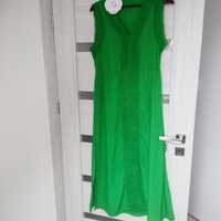 Sukienka elegancka długa zielona butelkowa zieleń L XL