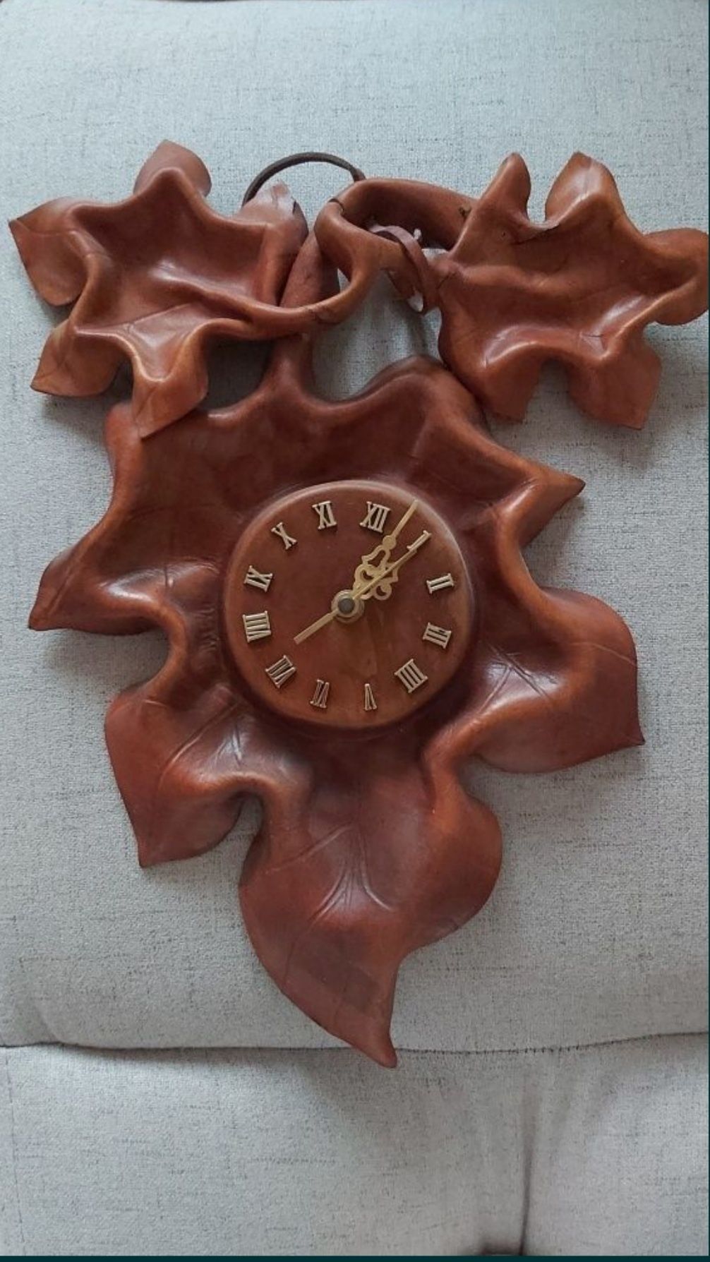Zegar brązowy skórzany