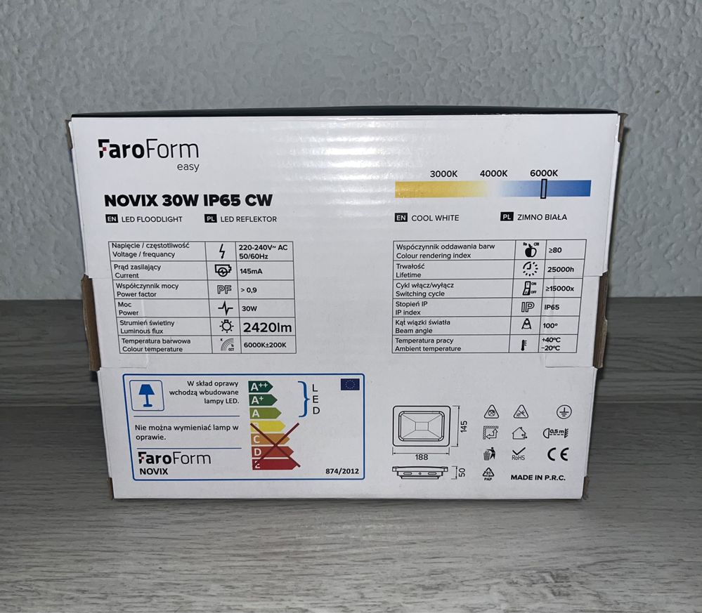 Naświetlacz FaroForm 30W IP65 CW 6000K