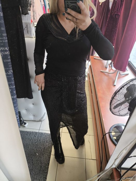 Piękny komplet spódnica cekiny i bluzka rozm S m  l