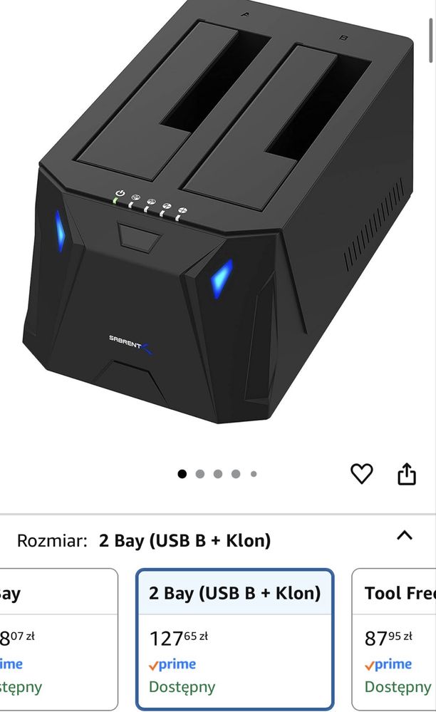 2 Bay USB A Stacja dokująca do dysków twardych (2’5” i 3’5”)