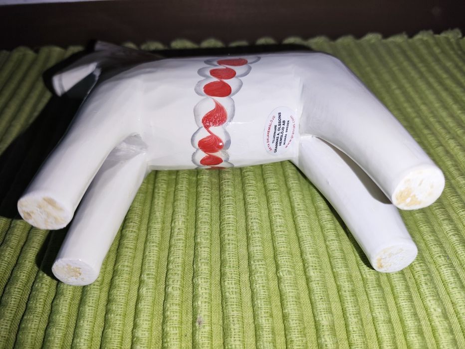 Konik biały 15cm Dalahäst A.OLSSONS Nusnäs SWEDEN ÄKTA cudowny rarytas