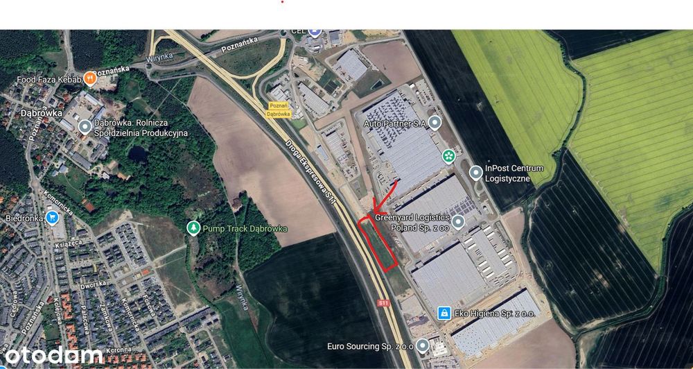 Działka na wynajem pod magazyn/usługi  - 1500m2, Dąbrówka przy S11
