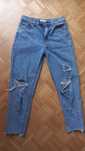 Jeansy mom fit wysoki stan z dziurami Pull&Bear rozmiar S 36