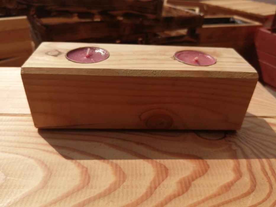 Świecznik drewniany, świeczniki , podgrzewacz