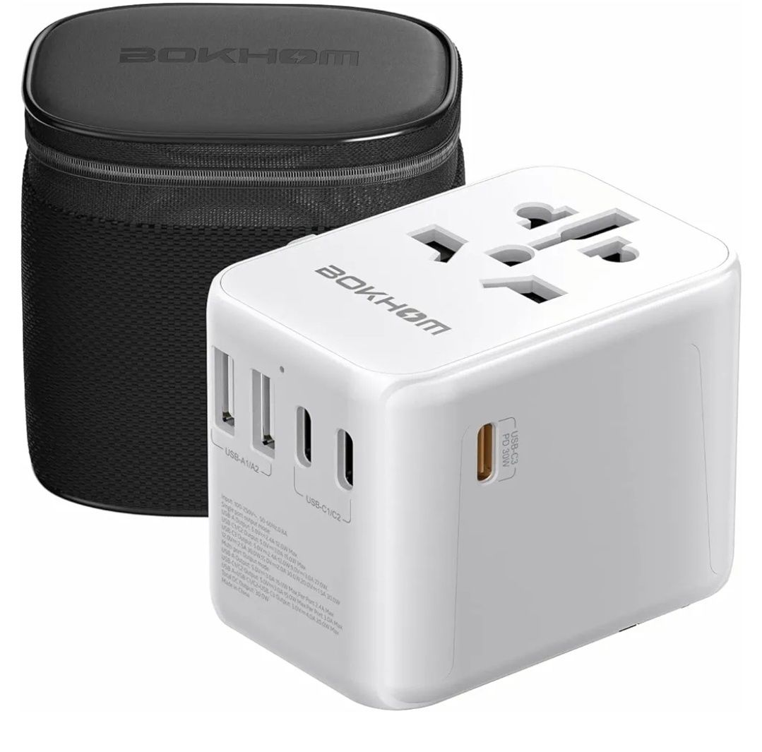 Travel Adapter 30W USB-C PD, 6 portów (EU, UK, US, AU), Szybkie Ładowa