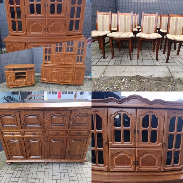 Zestaw Mebli Dębowy*Komoda*Kredens*Krzesła/ Stół/ Transport