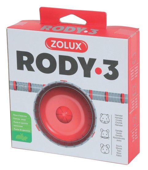 Cichy kołowrotek dla małych gryzoni - Zolux RODY3 14x8,5x14cm czerwony