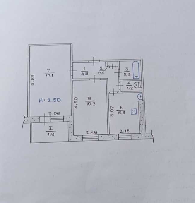 Продаж 2к квартира  (мкрн. Даманський)