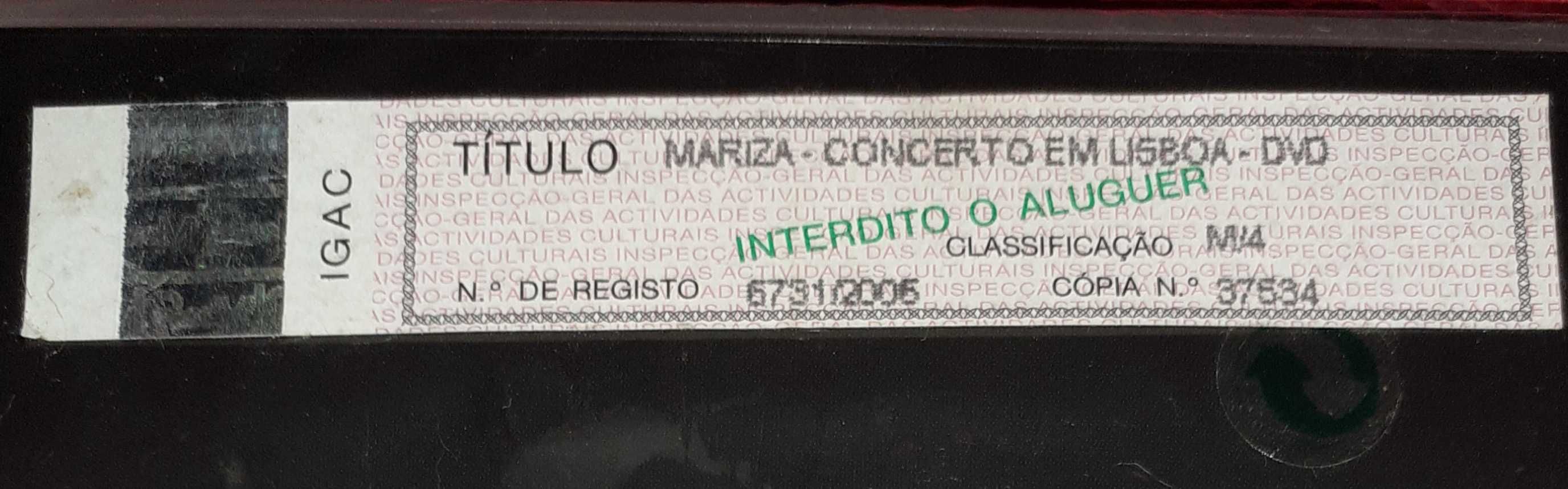 DVD Mariza-Concerto em Lisboa- Novo