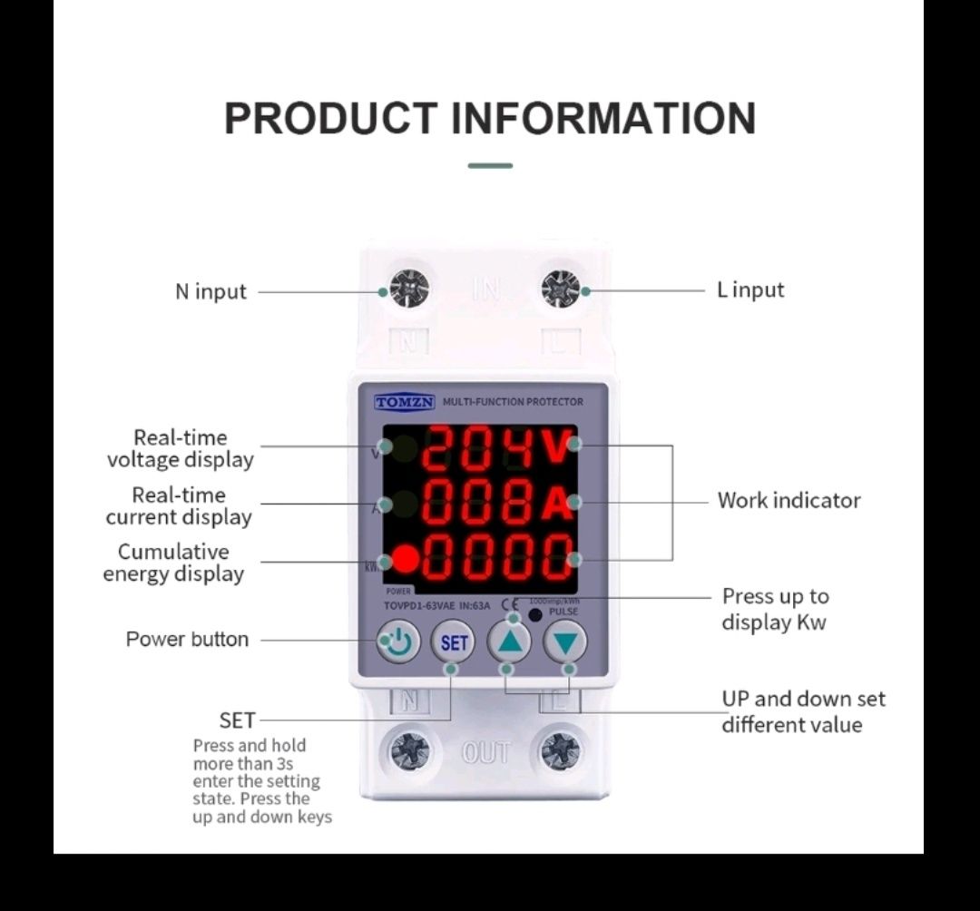 Реле напряжения TOMZN 63A