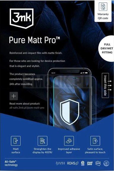 Folia hydrożelowa 3MK PURE MATT PRO - do IPHONE 16E