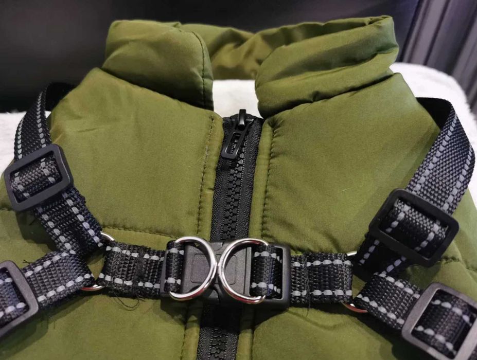 Kamizelka dla psa na zime, ciepła z odblaskami i szelkami, nowa XL