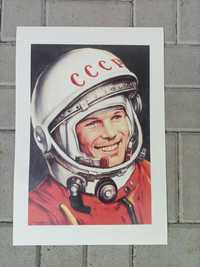 Plakat 48/33  Space Agę, vintage, loft, ZSRR, loft,  Gagarin