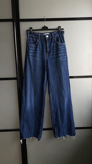 Прямі джинси mango темно синього кольору