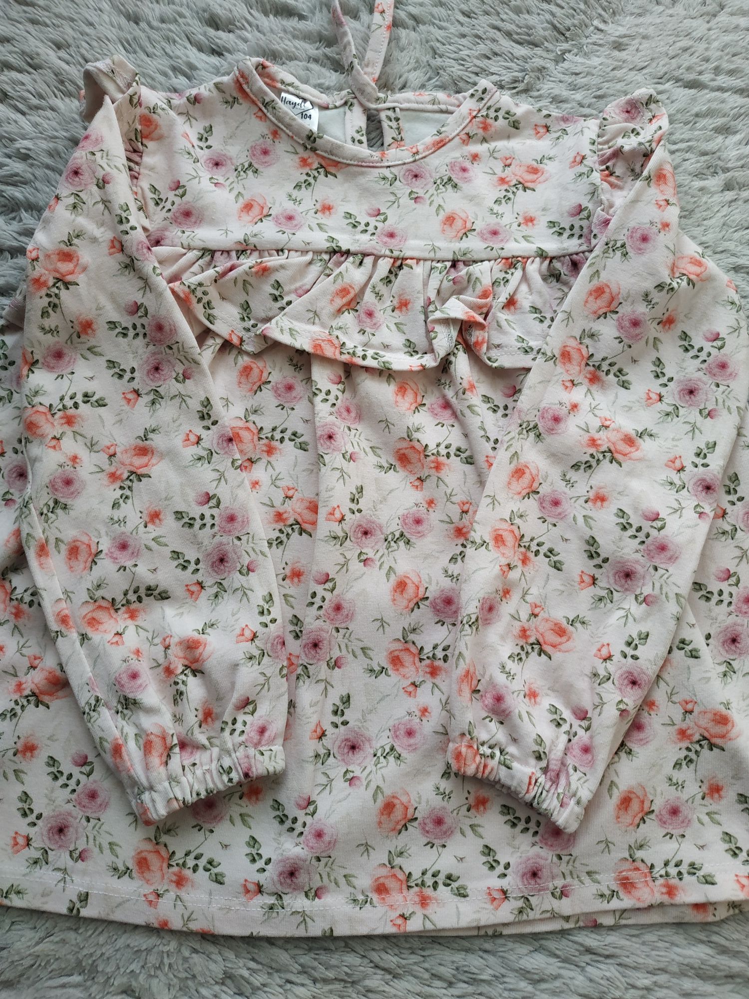Tunika/długi rękaw/wiosna/kwiaty/falbanki/jak newbie/Haydi/r.98/104