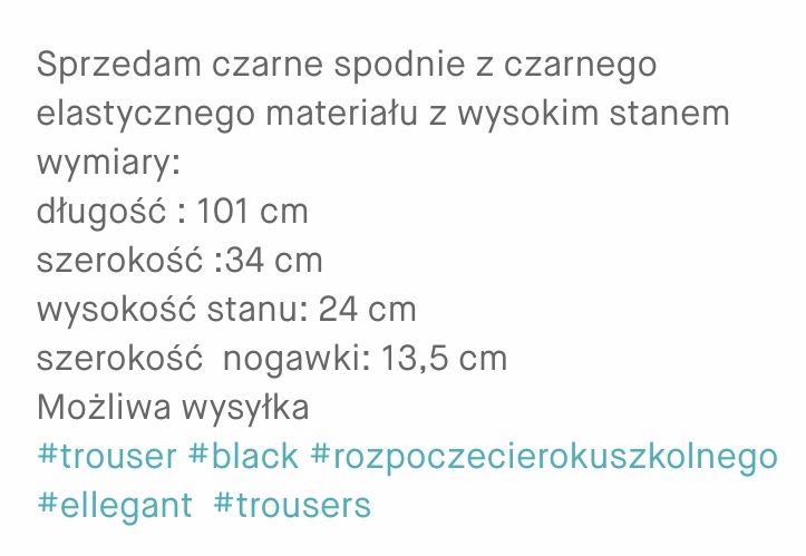 Czarne eleganckie spodnie z wysokim stanem