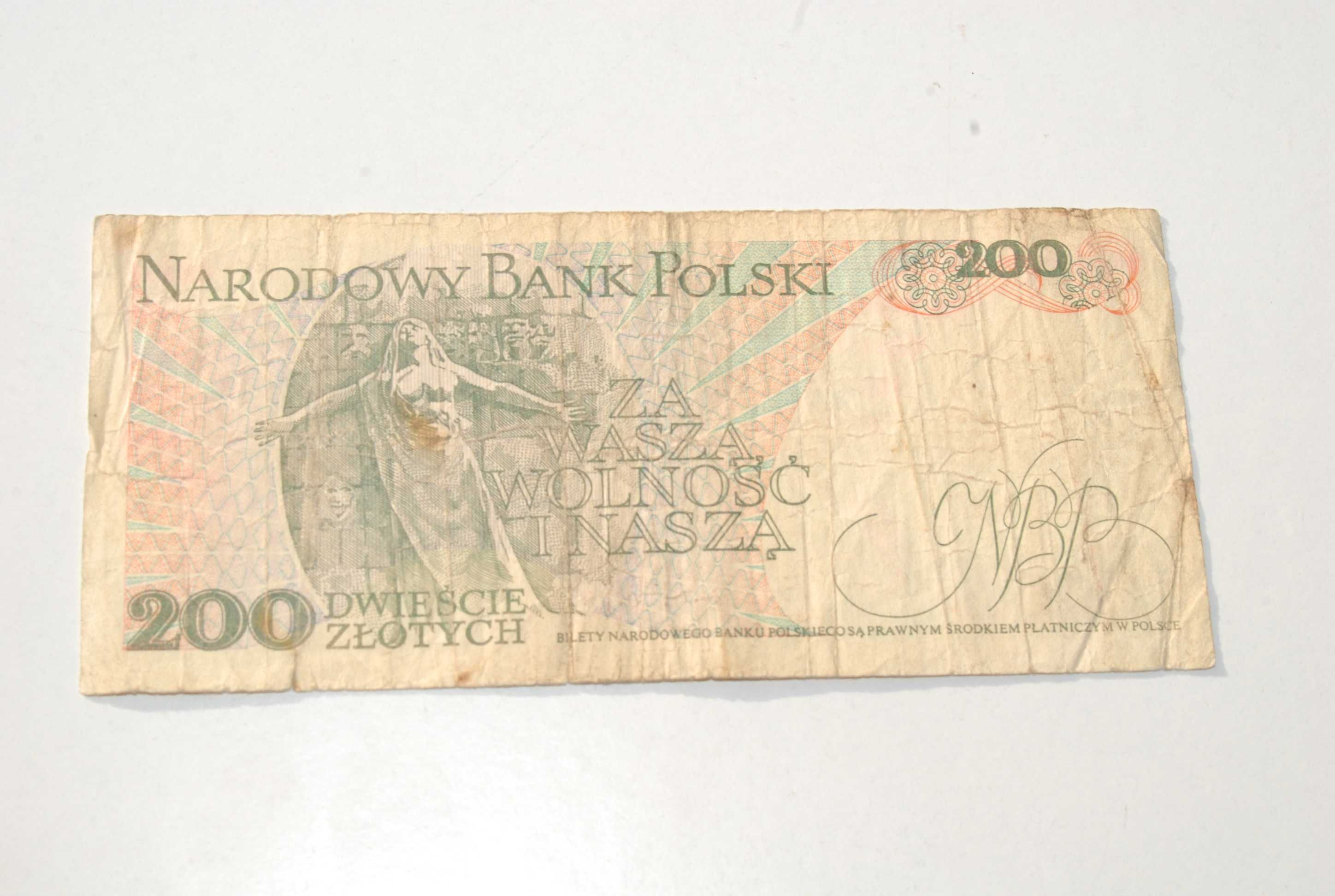 Stary banknot 200 złotych Dąbrowski 1988 antyk unikat