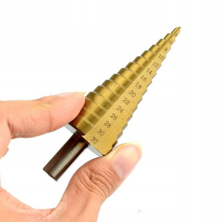 Wiertła Stopniowe Stożkowe Spiralne Do Metalu 4-32mm