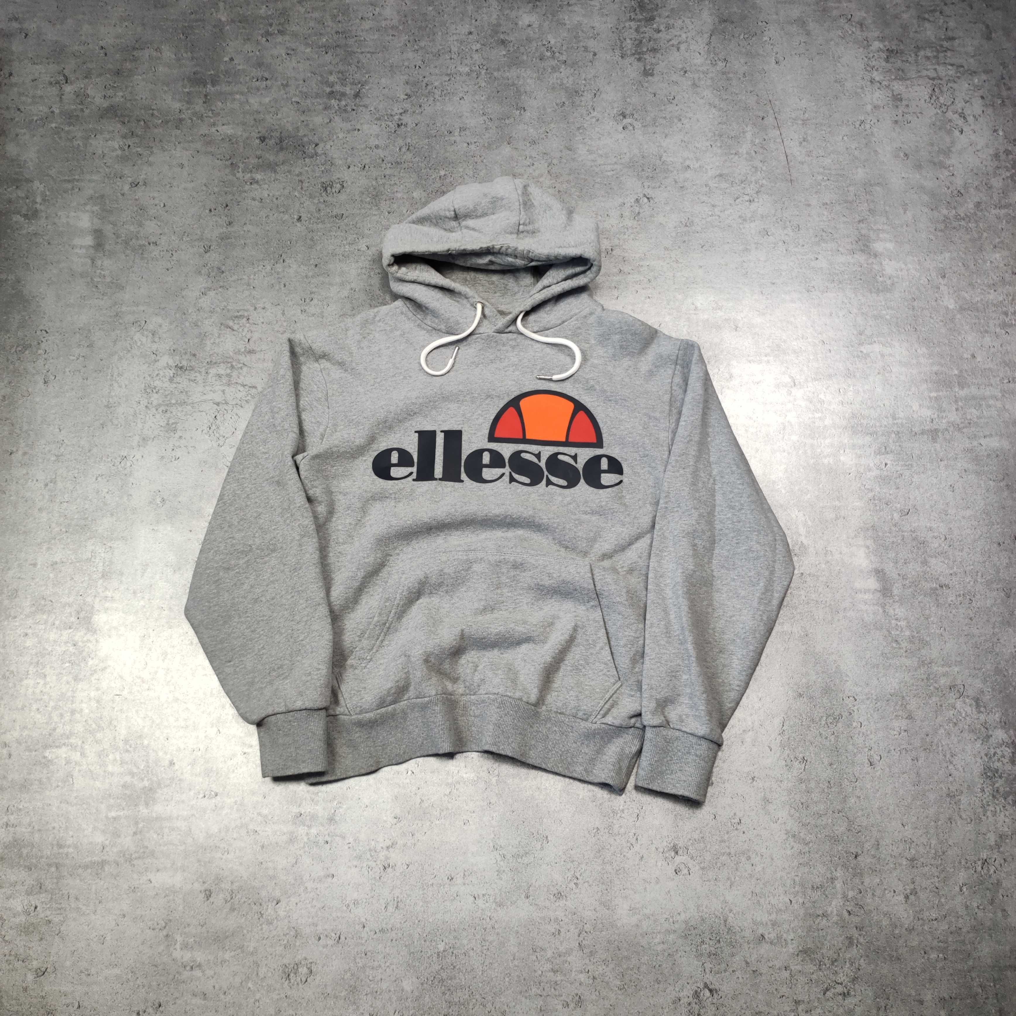 MĘSKA Bluza z Kapturem Hoodie Szara Bawełna Ellesse Klasyczna Logo