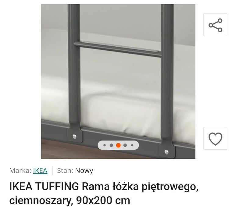 Łóżko piętrowe IKEA Tuffing 90x200