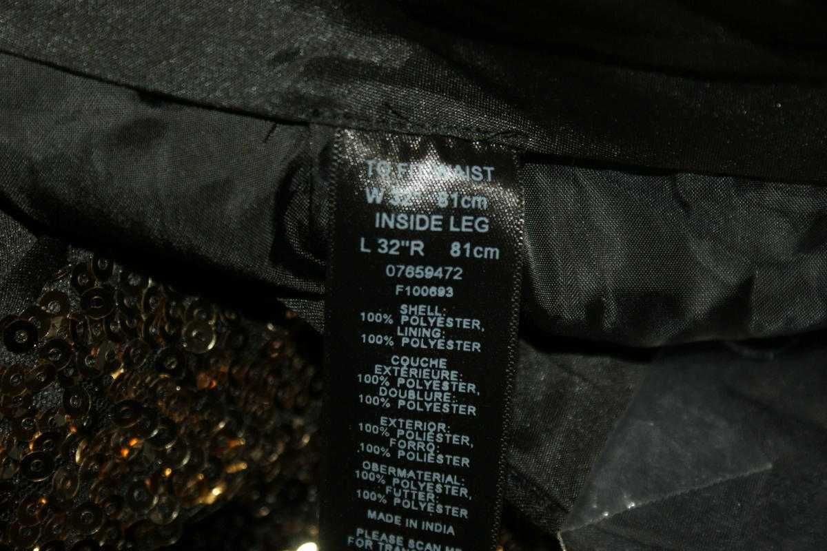 Asos estradowe spodnie męskie złote cekiny Gypsy Boney  W32 L32 M