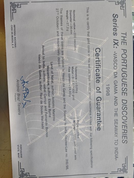 1998 – IX série dos Descobrimentos em OURO