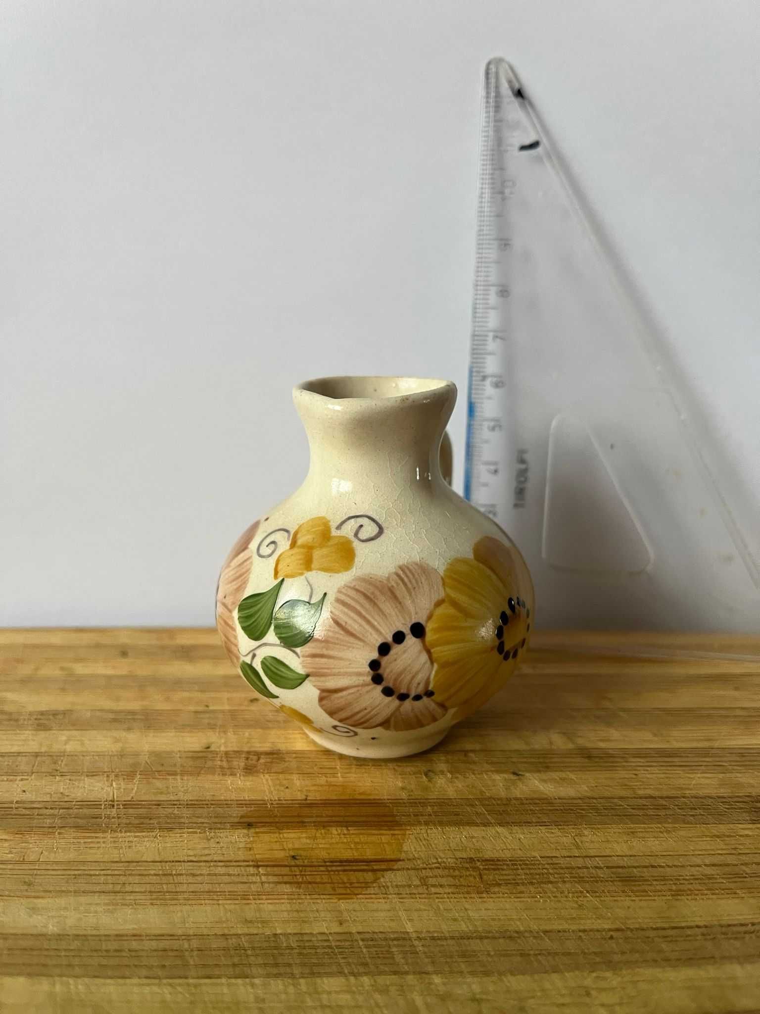 Vintage Dzbanuszek Retro z Decoupage, Unikalny Wazonik Pęknięcia Crash