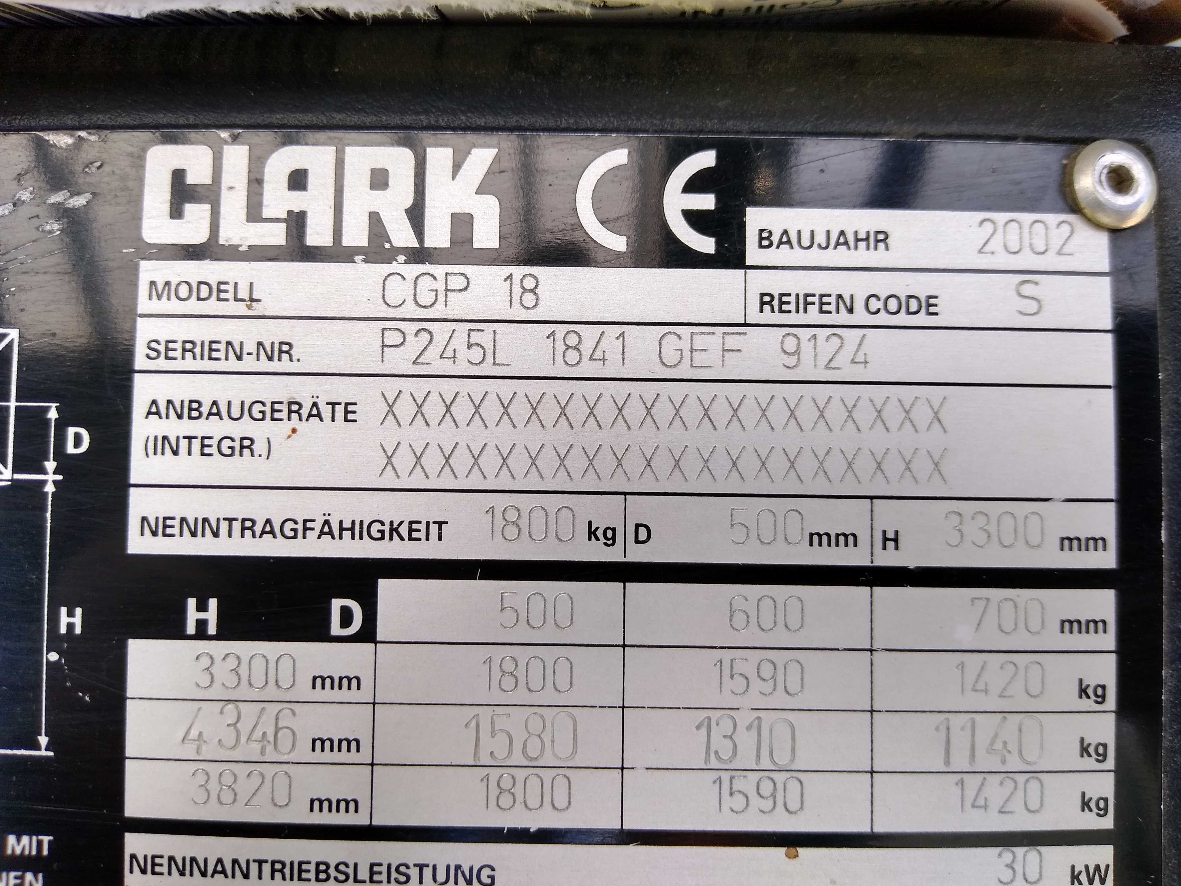 Wózek widłowy CLARK CGP 18 LPG