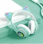 Słuchawki Kotki dla dzieci Bluetooth LED RGB ZIELONE Mięta Kocie Uszy