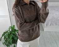 Springfield brązowy wełniany sweter kołnierzyk 100% lambswool wełna M