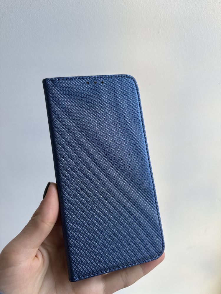 Szkło hartowane i etui zamykane granatowe do HUAWEI MATE 20 LITE