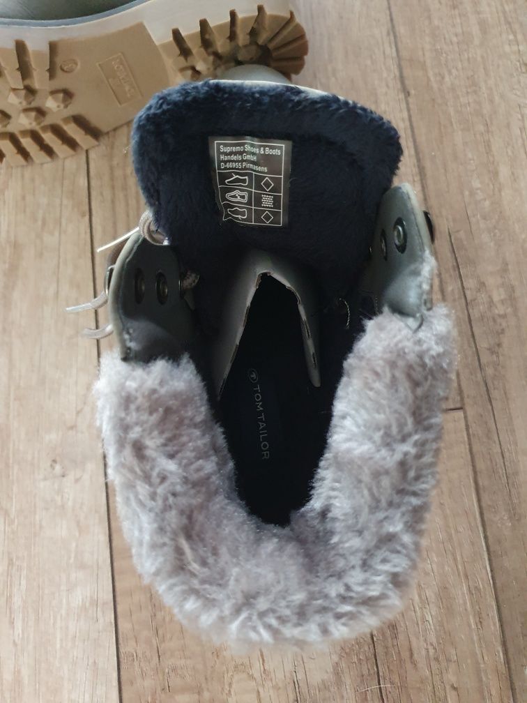 TOM TAILOR SZARE Buty BOTKI Damskie Ocieplane roz 37