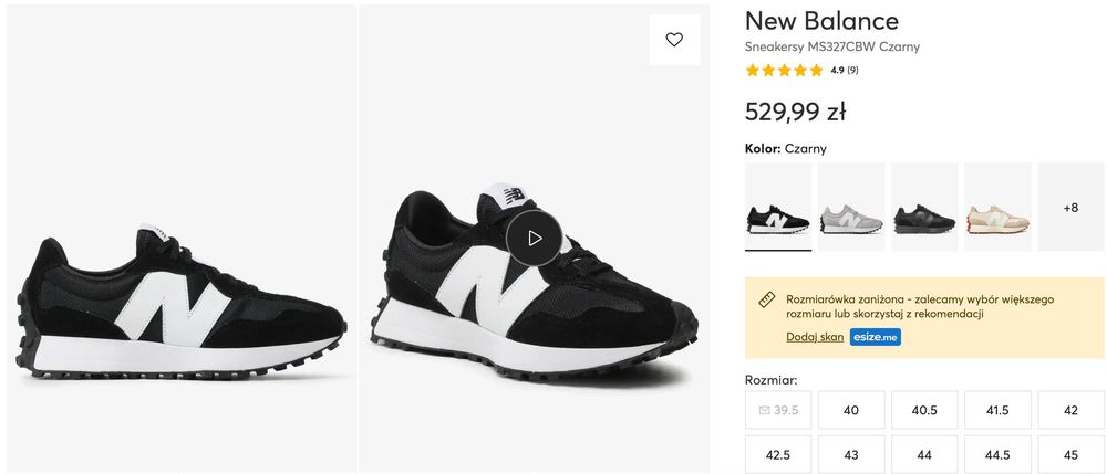 Adidasy New Balance model 327 czarne nowe 529,99zł unisex