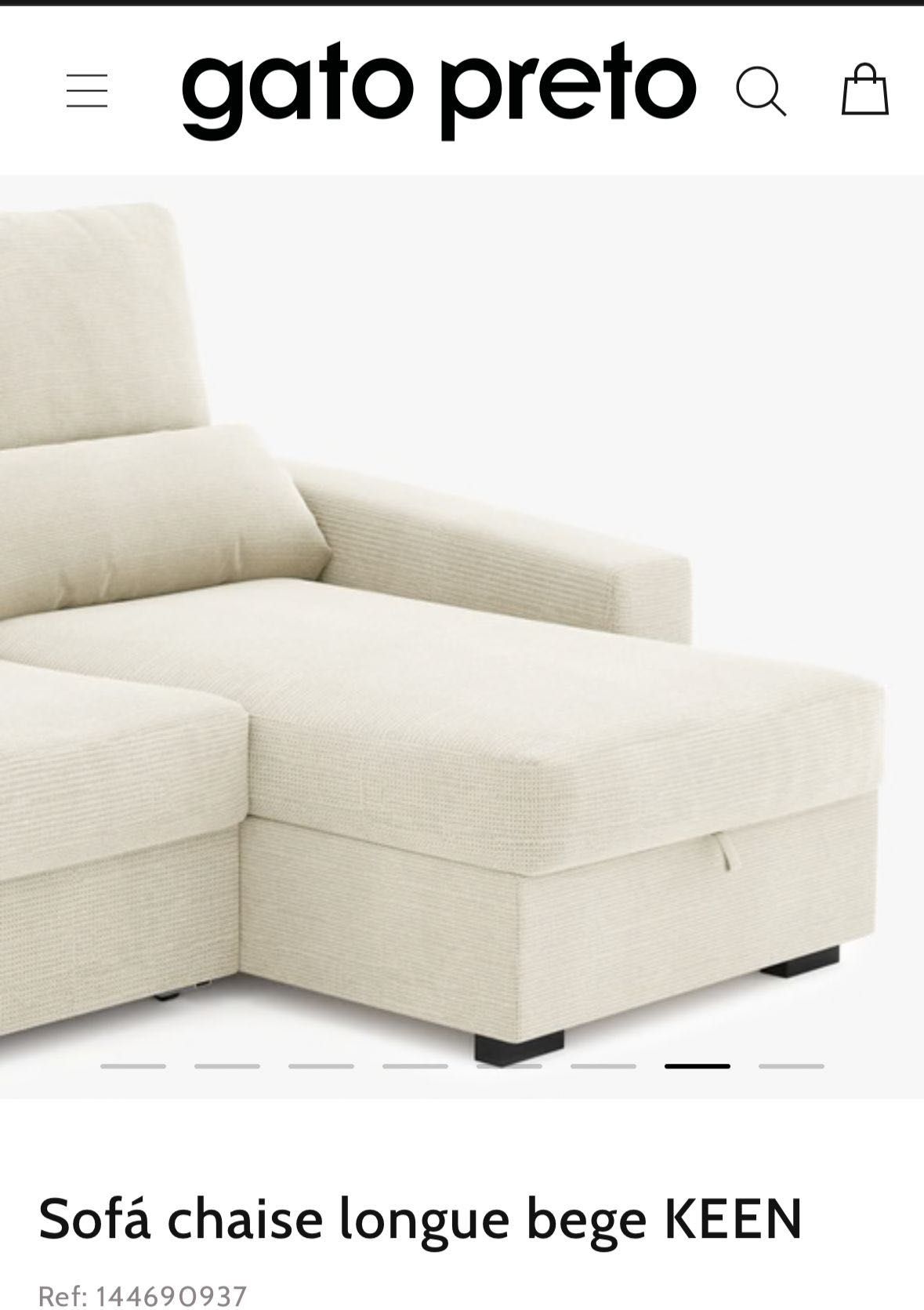 Sofá Chaise Longue bege “KEEN” - Gato Preto