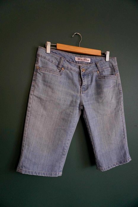 Jeansy dżinsy bermudy 3/4 S M 36 38 blue jeans dżins rybaczki skinny