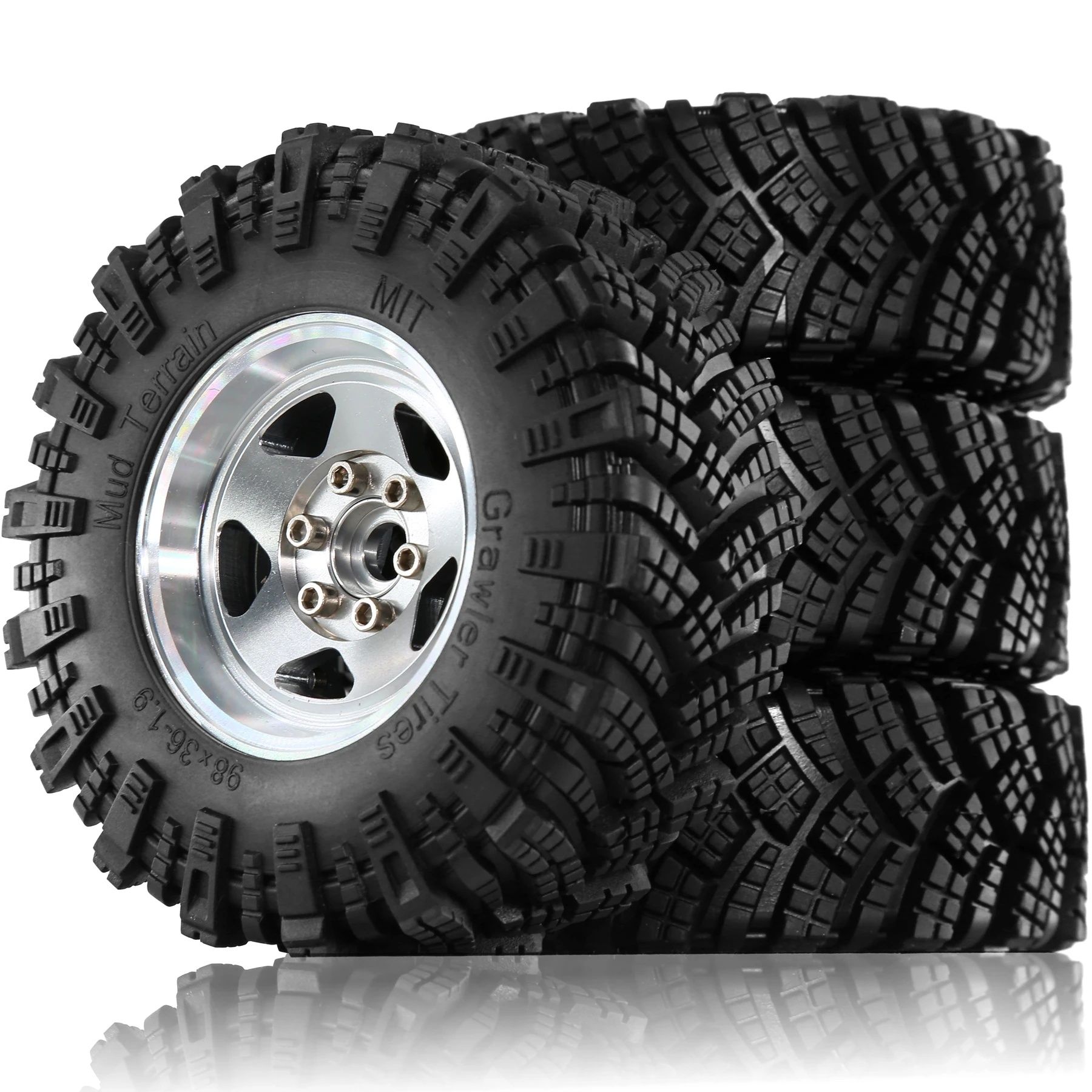 4 felgi beadlock rc+opony 1.9" 98x36mm TRX REELY FMS SCX TAMIYA MST