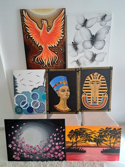 Telas pintadas à mão em acrílico