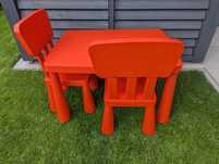 IKEA MAMMUT – stolik + 2 krzesełka dla dzieci (kolor czerwony)