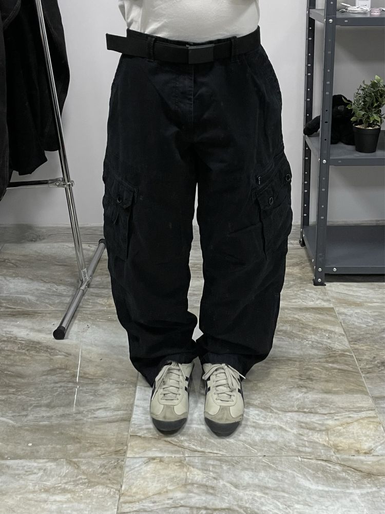 Широкі чорні карго штани baggy rap pants cargo широкие штаны реп