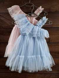 Nowa sukienka dziecięca tiulowa z falbankami wizytowa 1-3 lata wesele