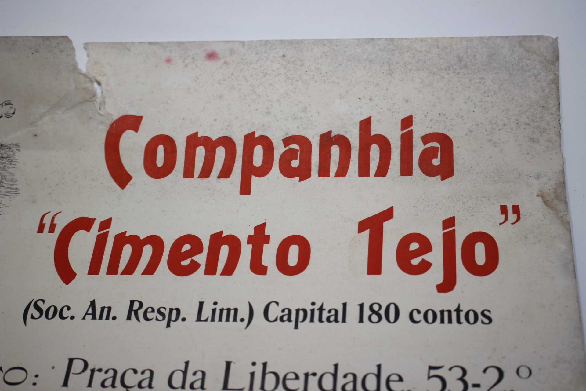 Antigo Poster / Cartaz CINPOR Cimento Portland Tejo - Alhandra / Porto
