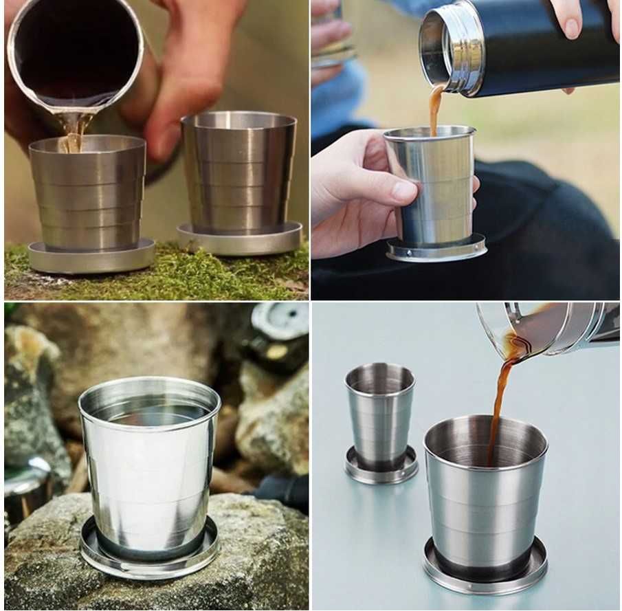 Kubek turystyczny składany pod biwak, namiot, działkę  240ml