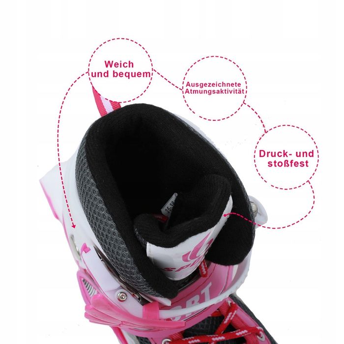 Łyżworolki Rolki  Z Regulacją różowy rozm. 35/38