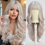 Długie Faliste Platynowe Blond Naturalne Syntetyczne Włosy 66cm