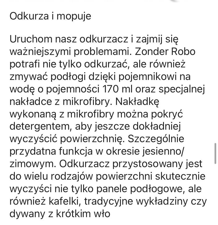 ZEEGMA ZONDER ROBO - robot/ odkurzacz sprzątający (automatyczny)