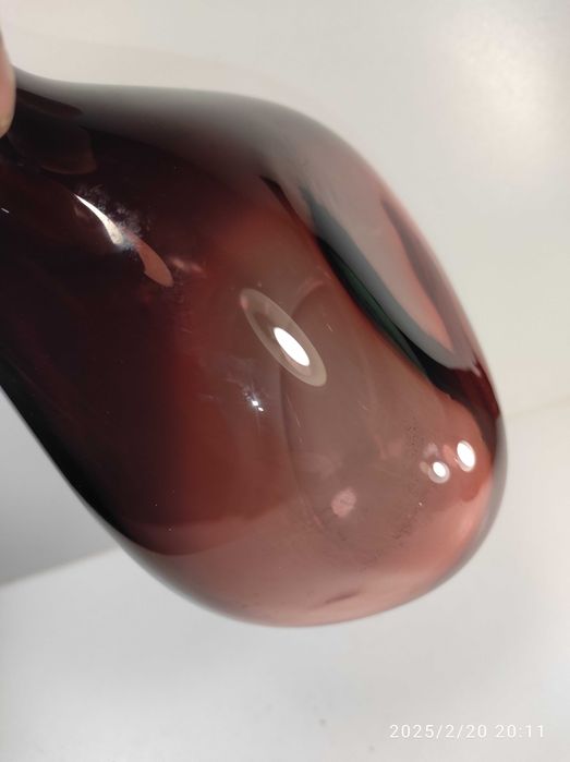 Wazon z kołnierzem butla Tarnowiec rubinowo-szary Szkło PRL