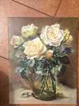 Obraz olejny ,,Białe róże ,, 40x50cm