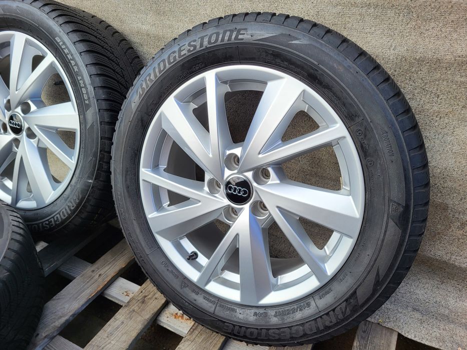 [K335] Koła zimowe 17 Cali 5x112 + Opony 215/55/17 6mm Audi Oryginał